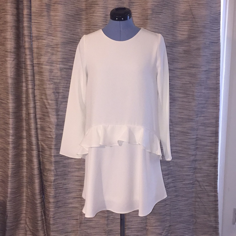 Zara White Ruffle Dress